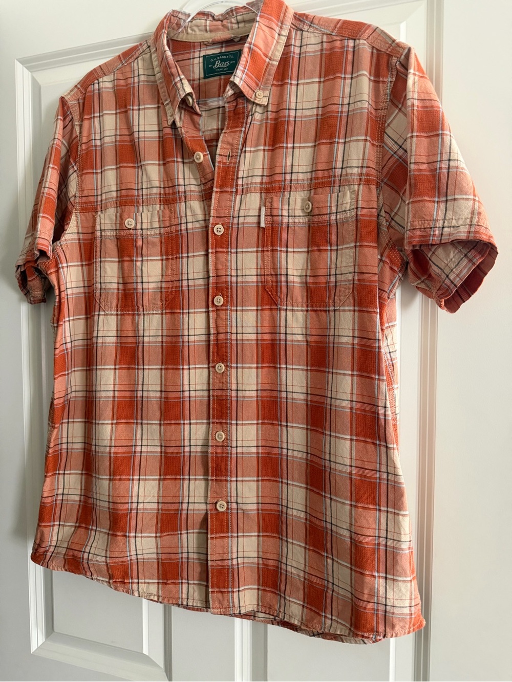 G.H. Bass & Co. Orange and Cream Plaid Collar Shirt